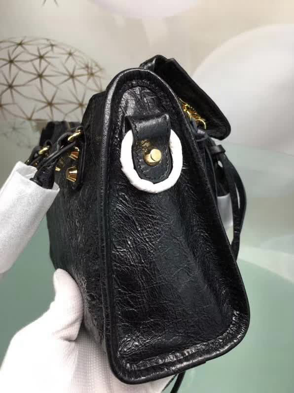 BALENCIAG巴黎世家 歐洲水貨 Balenciaga city mini 小金釘 限量 原廠爆裂紋羊皮黑色 手提肩背包  BL1180